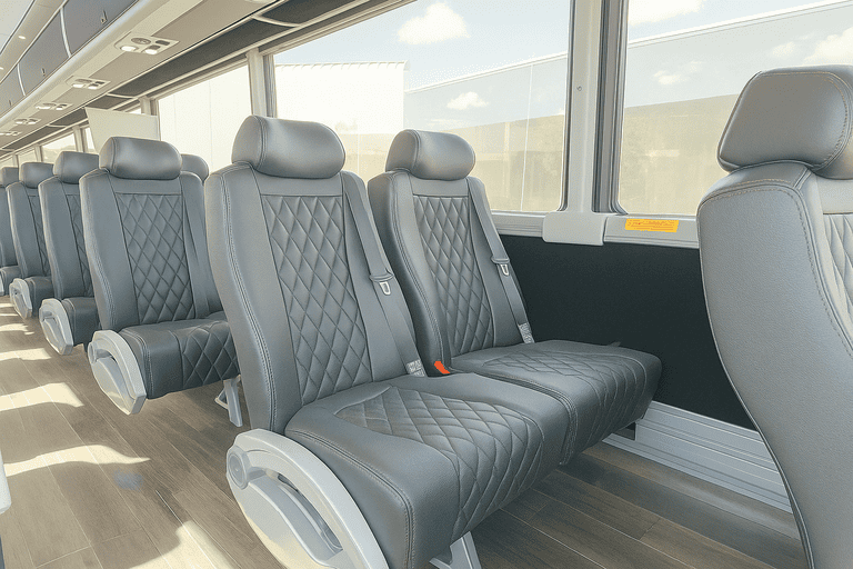 interior of Sterling Heights Shuttle Bus Rentals charter bus